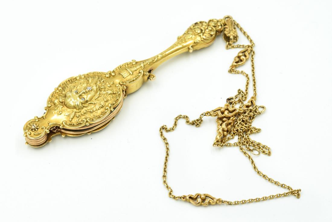 Victorian Yellow Gold and Diamond Lorgnette with Chain (1 of 5)