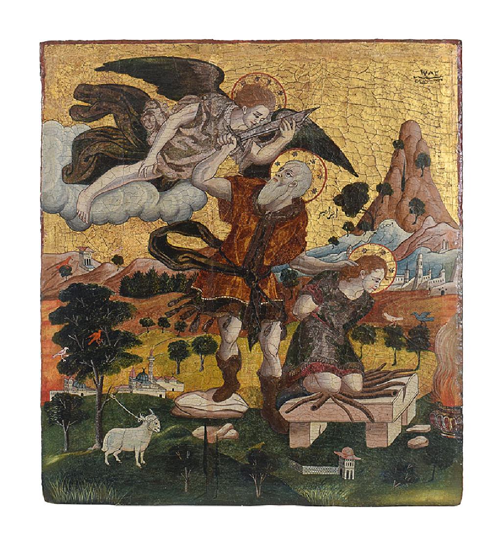 A gilt-wood icon with the Sacrifice of Isaac, 1783 (1 of 1)