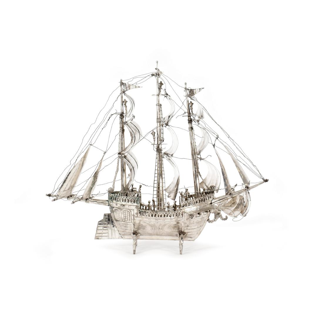 A Dutch nickel silver model of a sailing ship (1 of 1)