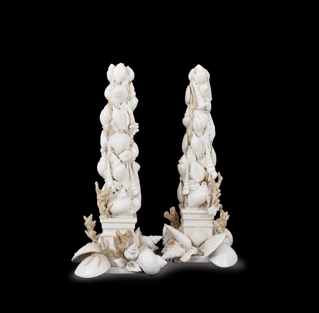 A pair of Neapolitan white ceramic obelisks (1 of 1)