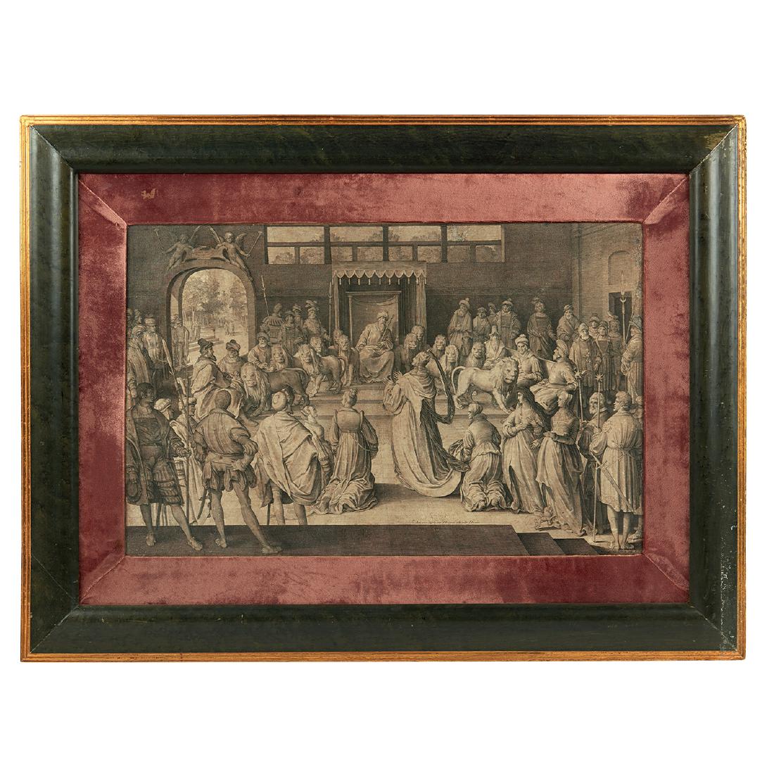 Nicolaes de Bruyn: Historical scene, 1629_x000D_ engraving, 42by66cm._x000D_ Signed and dated on lower right