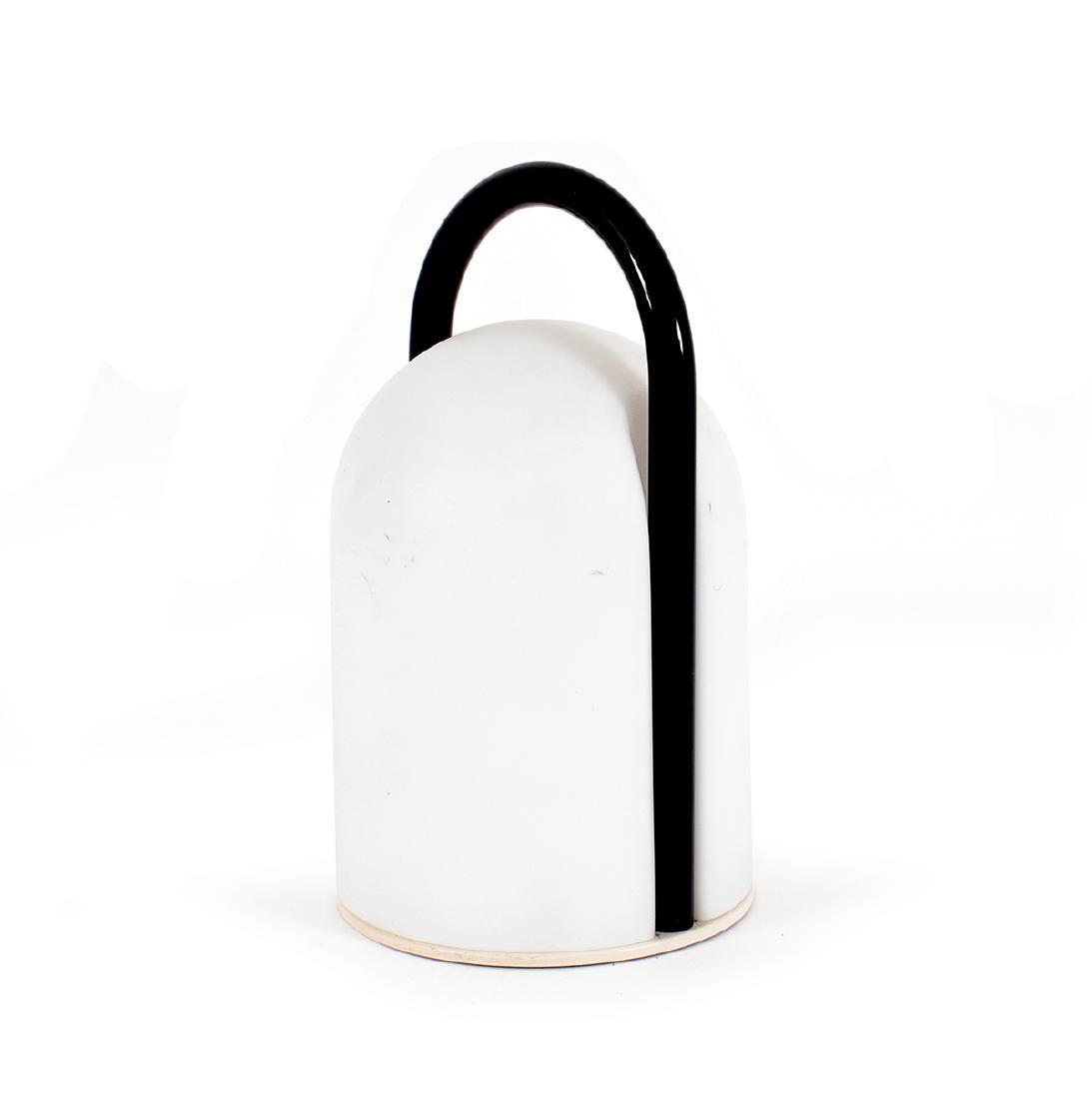 An Italian glass and black metal lamp, Valenti, '70s: 28by14cm.