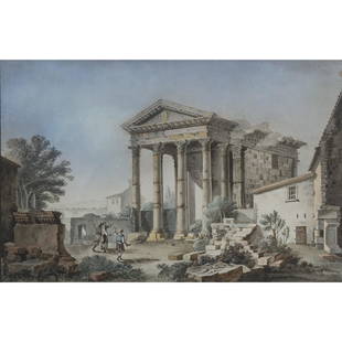 Louis Francois Cassas (attr.): Il tempio di Augusto e della dea Roma in Pola_x000D_ watercolor on paper, 36by46cm.