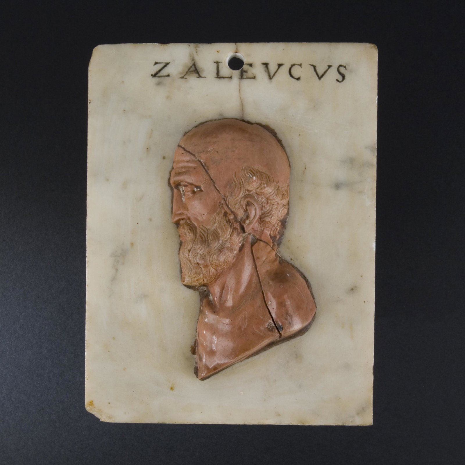 A Roman white marble and rosso antico formella (1 of 1)
