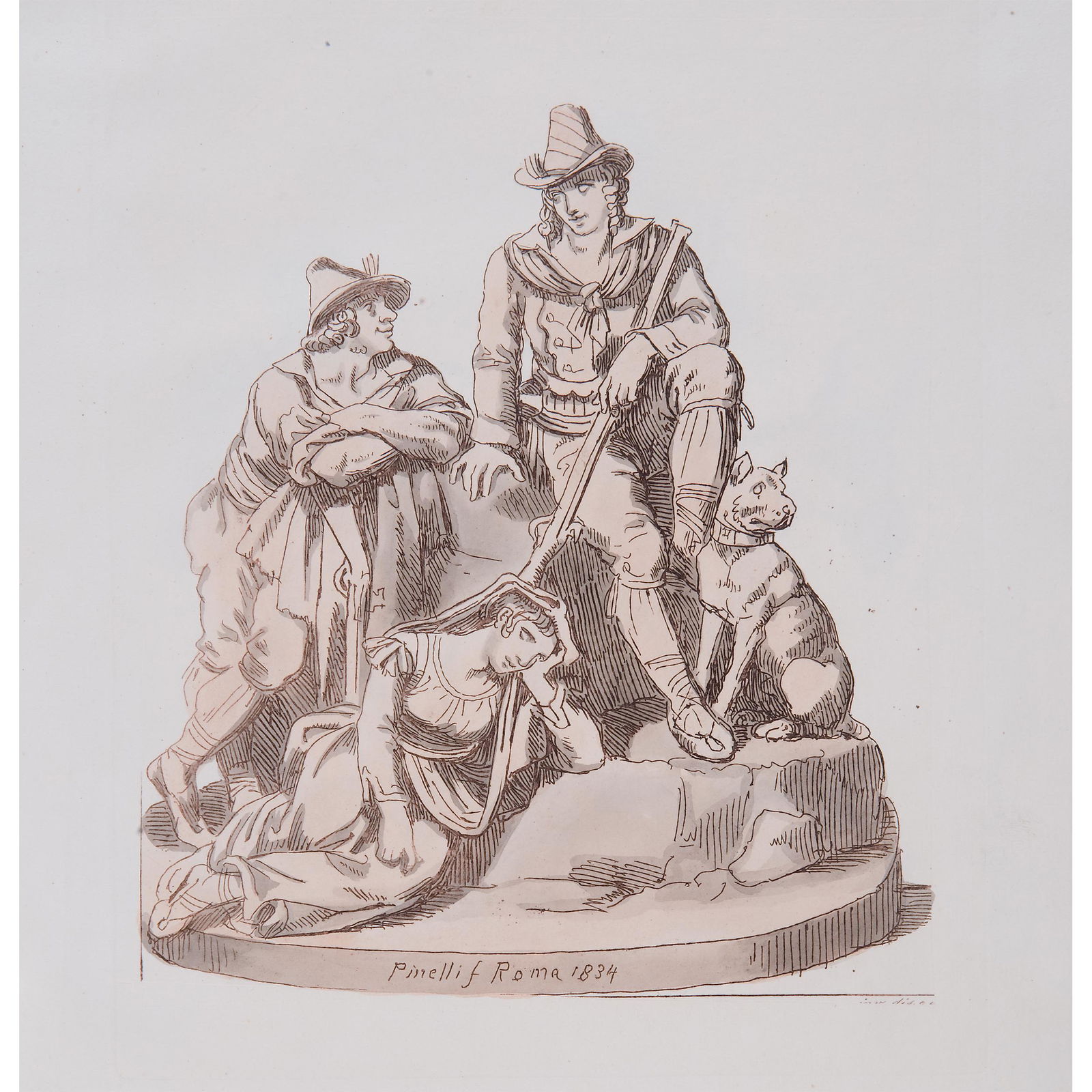 Pinelli Bartolomeo: Picturesque groups modeled in terracotta by Bartolomeo Pinelli and engraved by himself ..._x000D_ Folio (324by227mm.), 29 engravings (frontispiece missing)