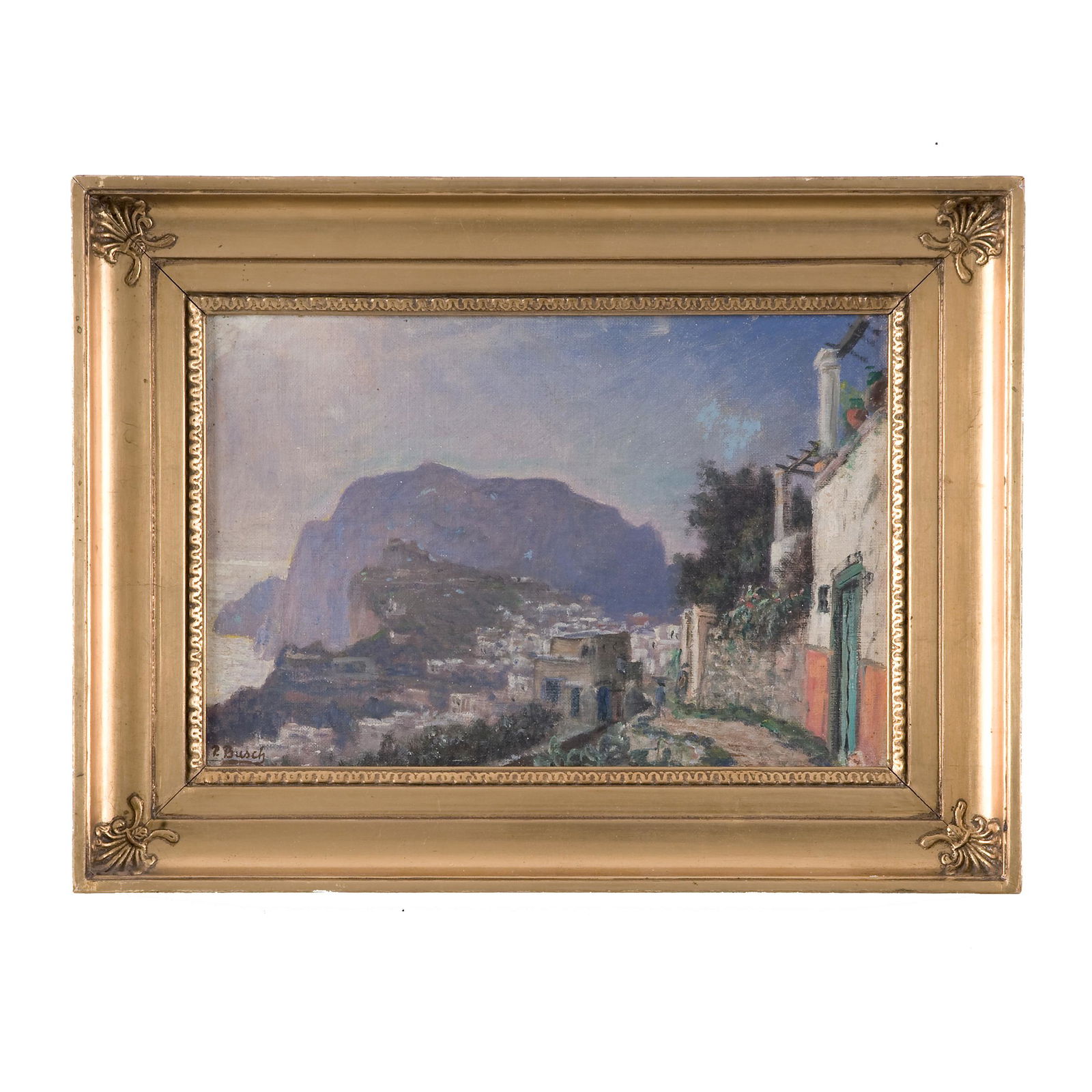 Peter Busch: A glimpe of Capri_x000D_ oil on canvas applied on panel, 24,5by33,5_x000D_ Signed on lower left: P.Busch
