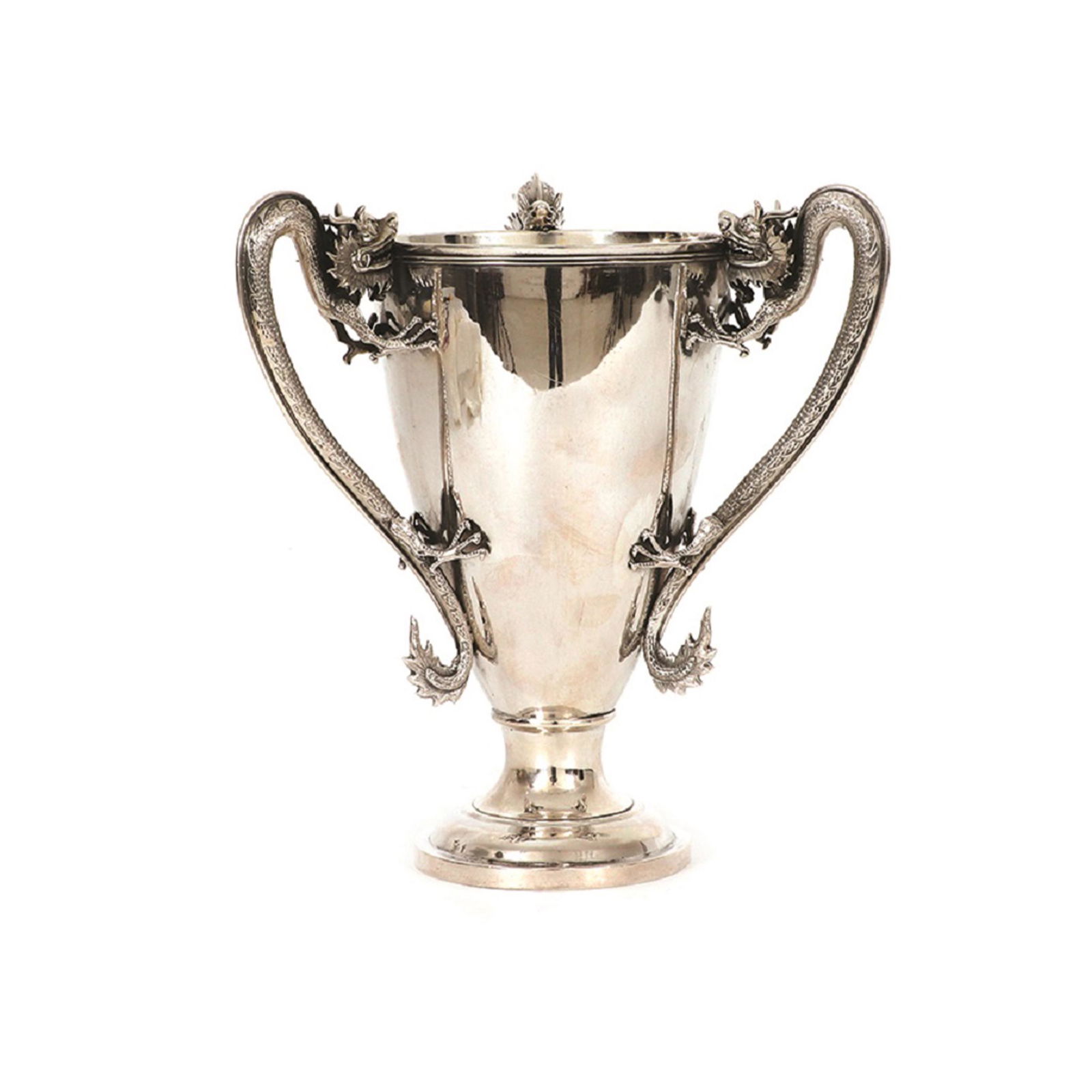 A Chinese silver three-handled cup with dragons (1 of 1)
