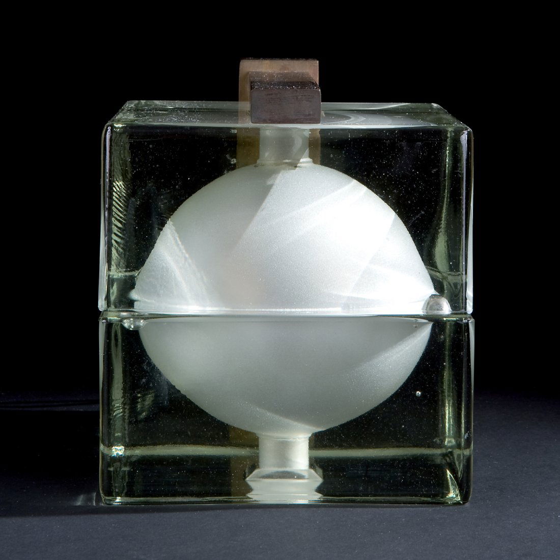 A glass Cubosfera wall lamp: A.Mendini for Fidenza Vetraria, 1960-1966, 18x16x16cm.