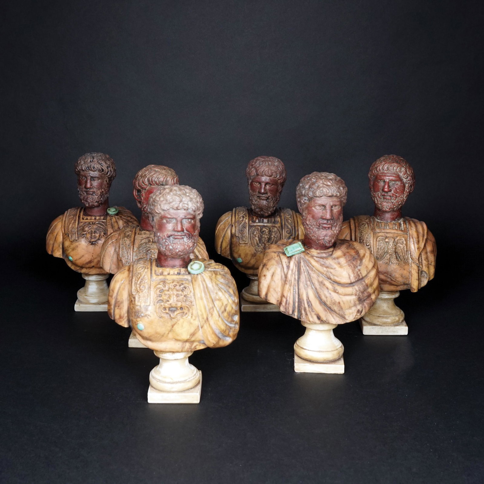 6 polychrome marble small busts of a roman emperor (1 of 1)