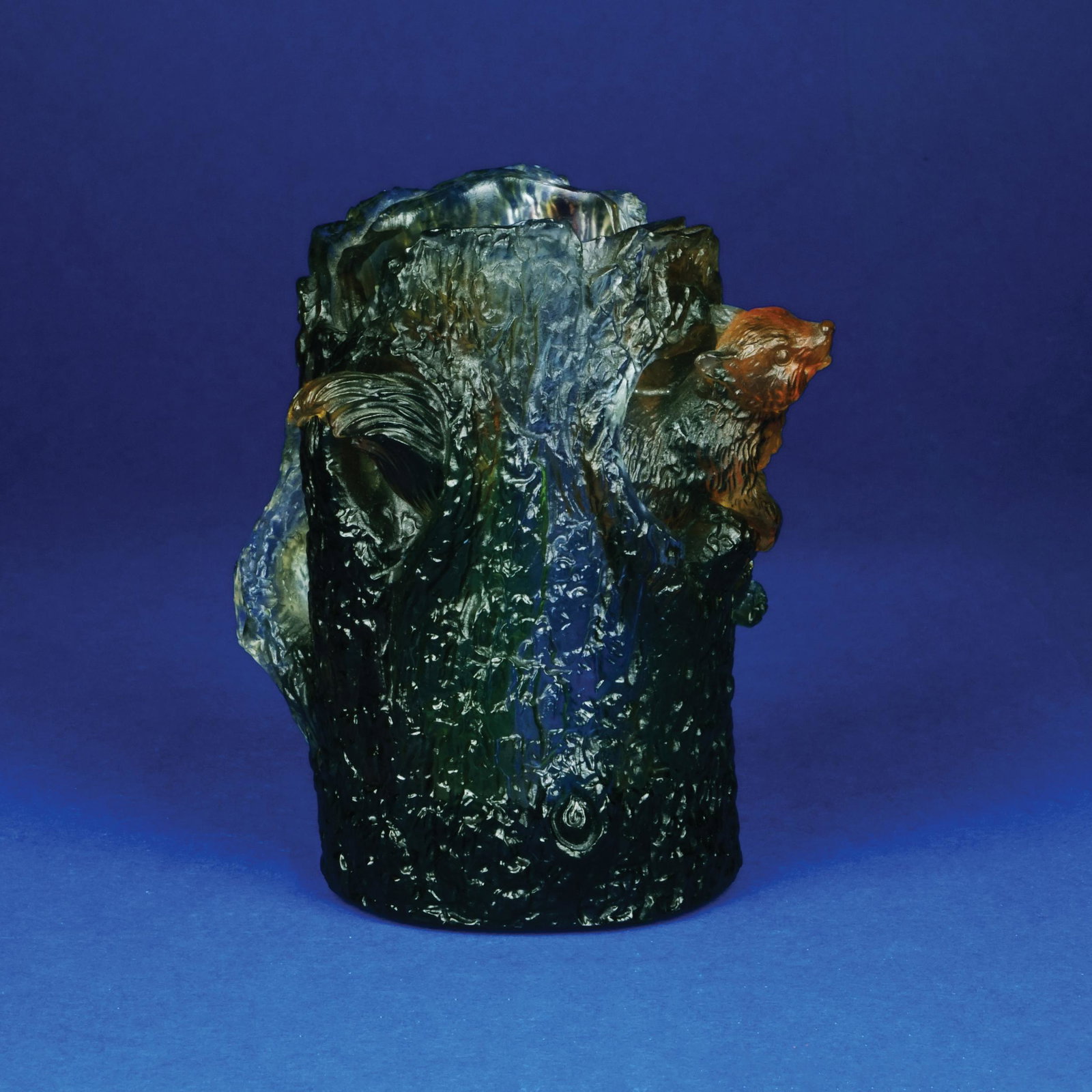A Bohemian chalcedony glass vase, Art Nouveau: 12cm. high
