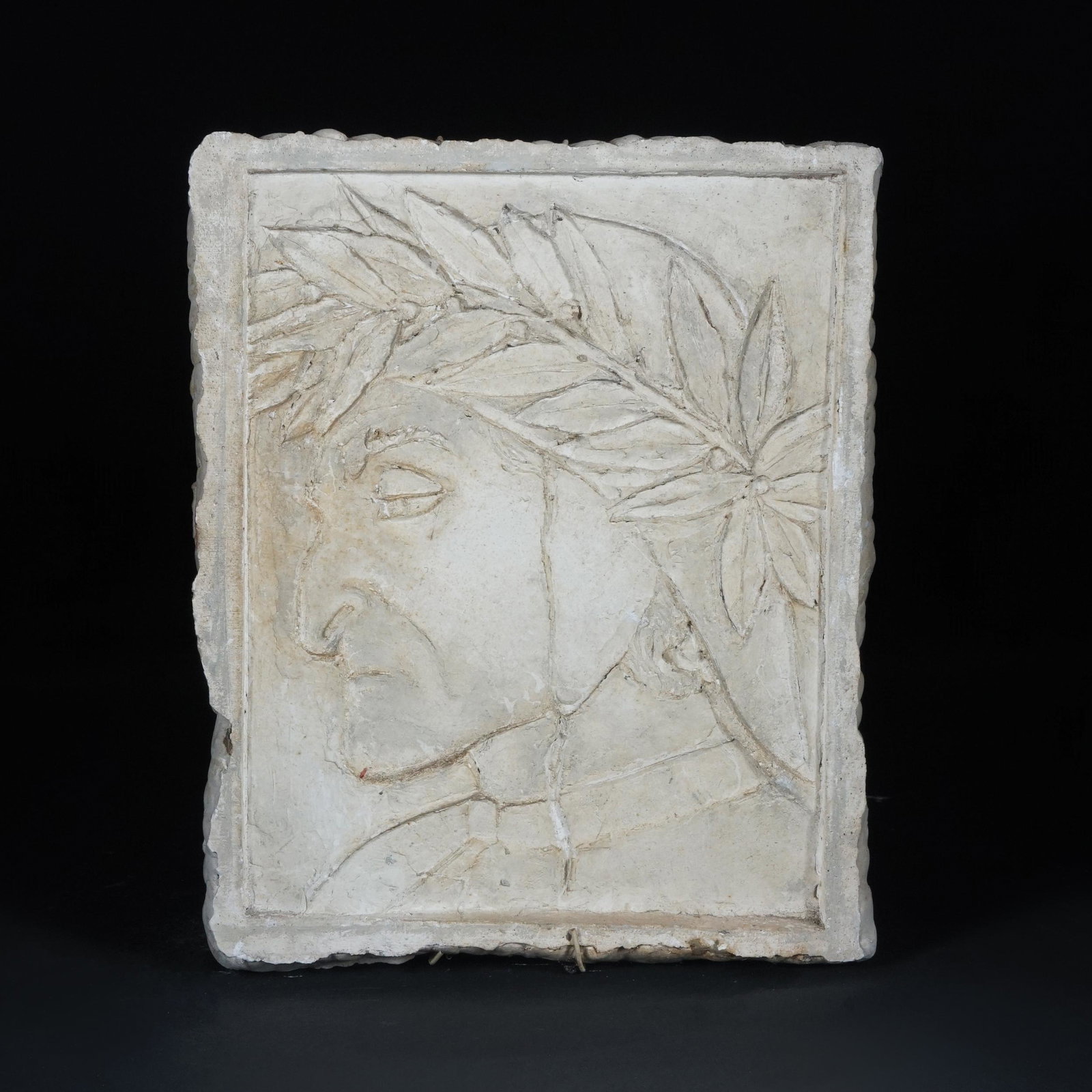 Assen Peikov (Sofia 1908 - Roma 1973): A plaster low-relief with Dante Alighieri 37by31cm.