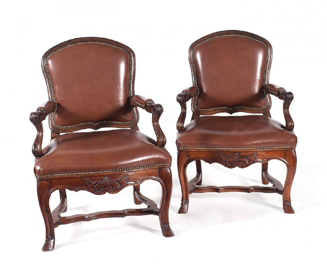 A pair of Roman carved walnut armchairs (1 of 1)