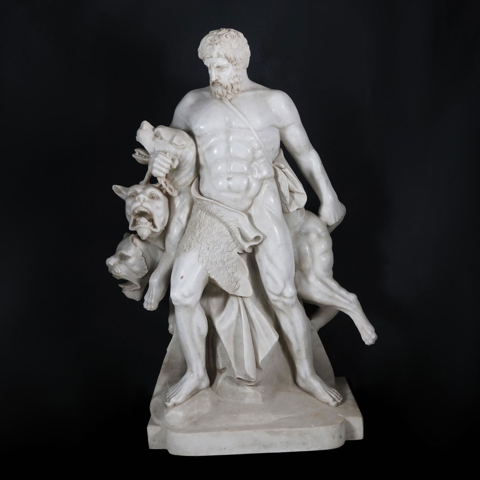 A pair of white marble sculptures with Hercules (1 of 1)