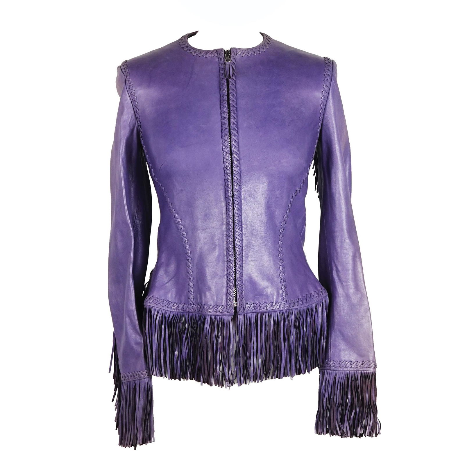 Gianni Versace: lilac leather jacket.'90s, size 40 (indicative)