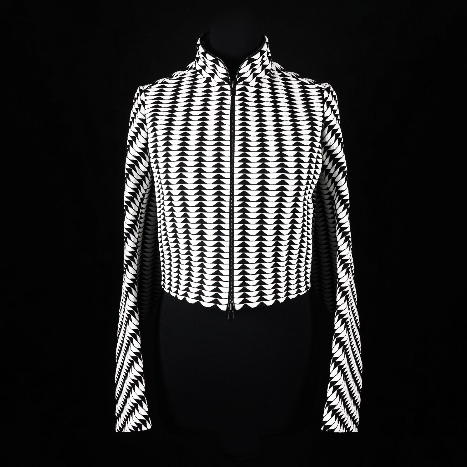 AlaÃ¯a: a wool, polyester and elastane optical jacket, with zip closure, size 40