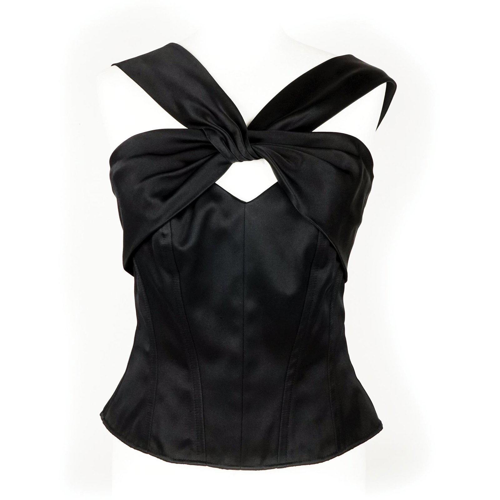 Chanel: a black satin corset
