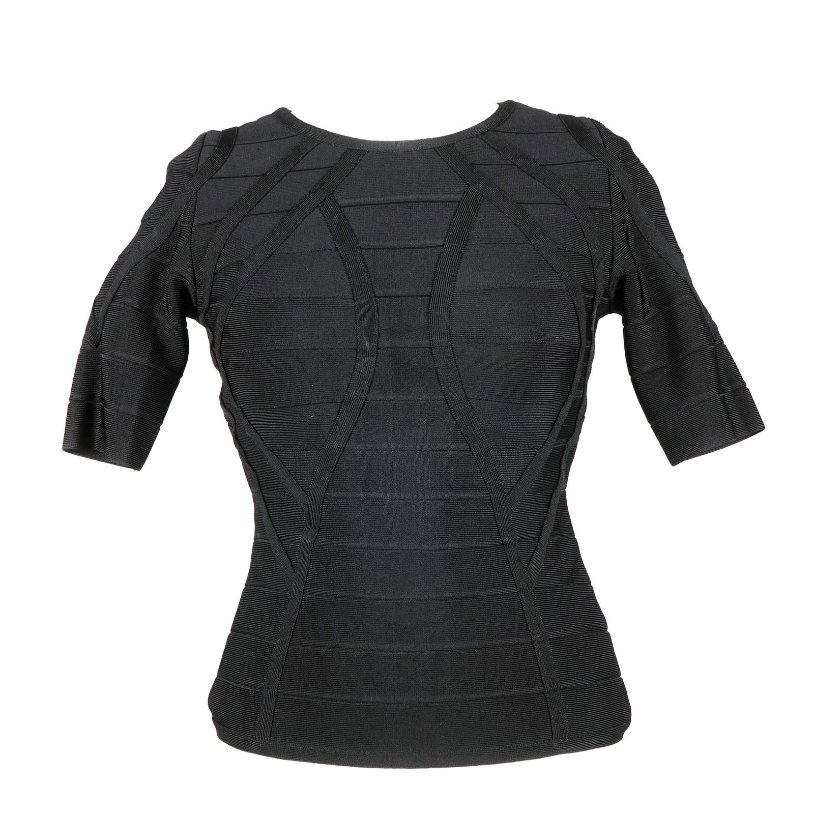 Herve Leger: a black sweater with zip on the back, size S.