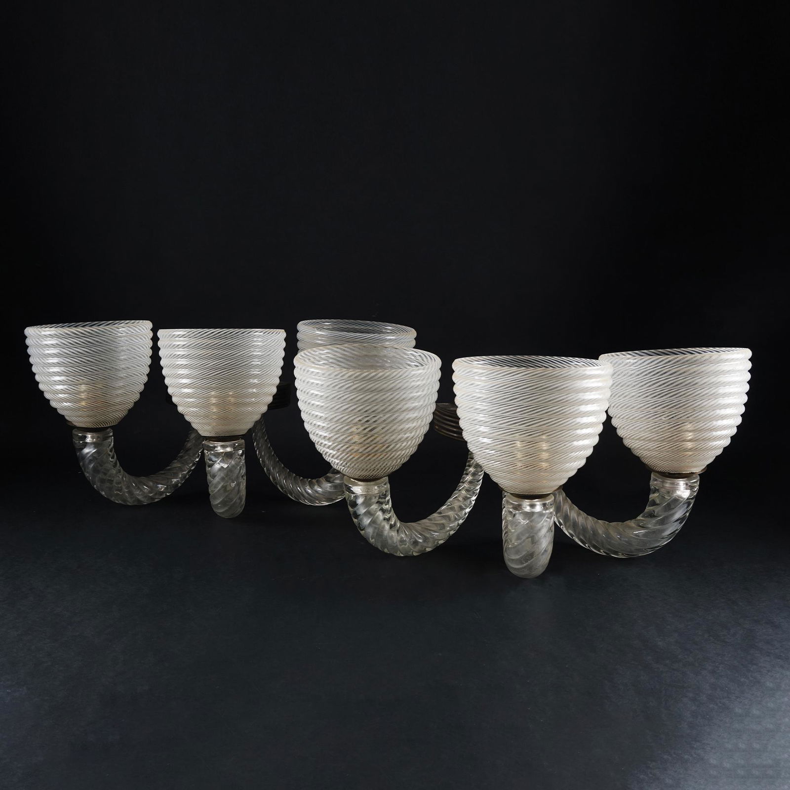 A pair of Murano glass three-branch wall lights (1 of 1)