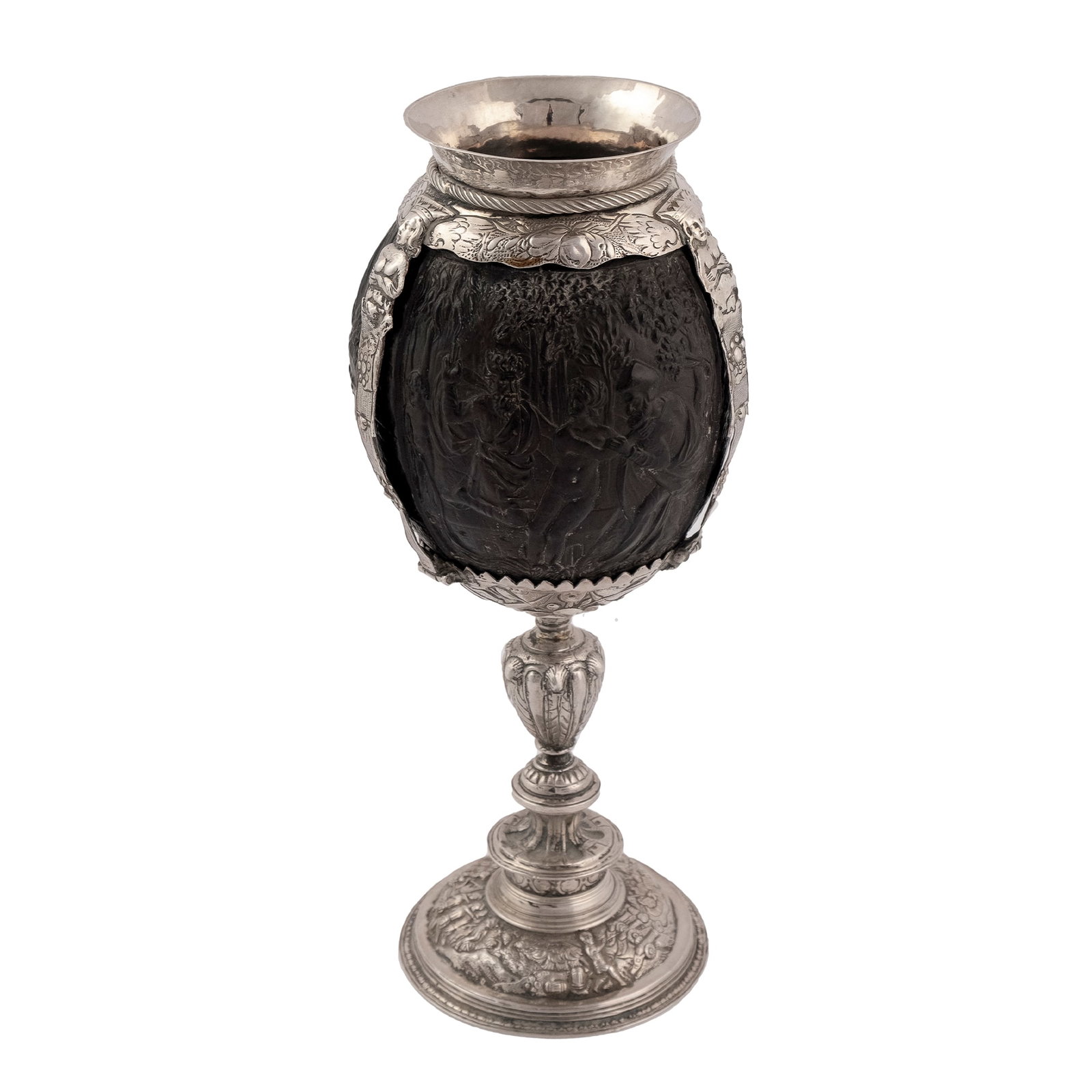 Silver mounted coconut vase, colonial art, 18th century (1 of 1)