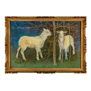 Tommaso Cascella: The little lambs, 1919pastels on paper, cm. 30x45Signed and dated on lower left: T.Cascella 919