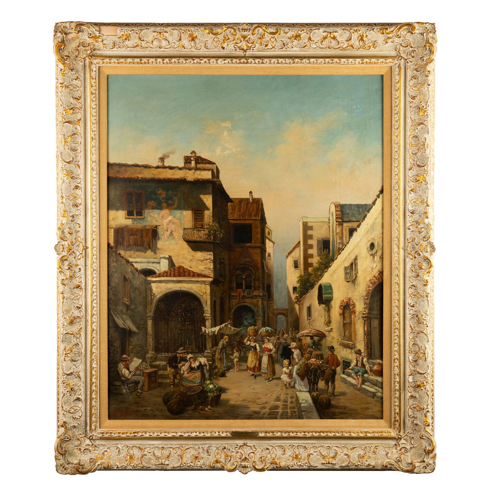 Carlo Markò: Glimpse of a townoil on canvas, cm. 79x63Signature bottom left: Carl Markò