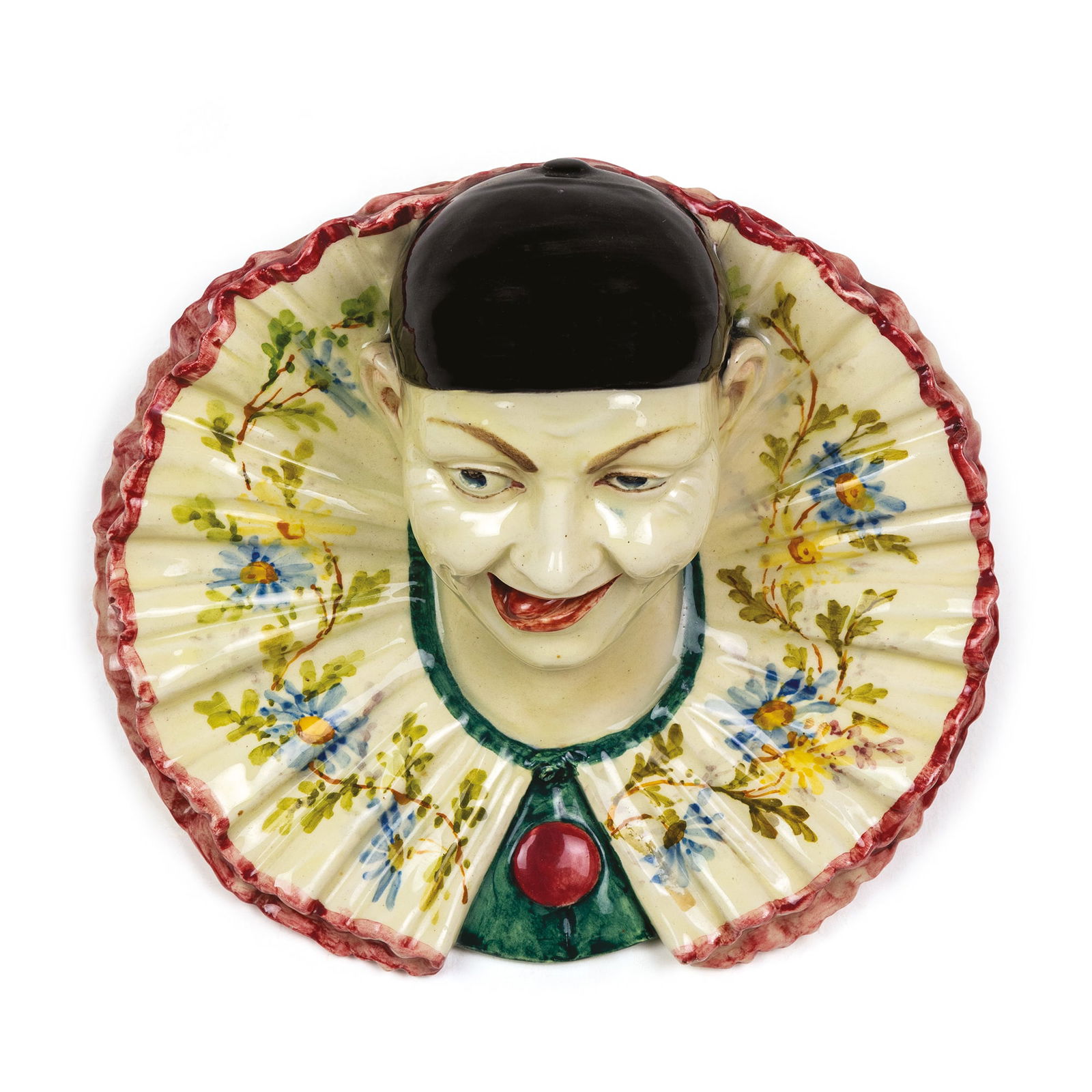 Head of Pierrot, wall paper holder, Jerome Massier Fils Vallauris: in polychrome ceramic, cm. 23x25x14