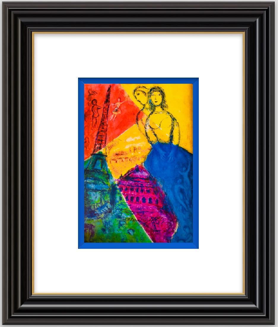 Paris- Lithograph by Marc Chagall: Artist: Marc Chagall, Title:Paris, From Shearer West Book Edition, Large: Lithograph Print, Signed, Size: 15 X 11 inches "DEDICATED TO MY FIANCEE", A FABULOUS EARLY WORK by MARC CHAGALL (the original 