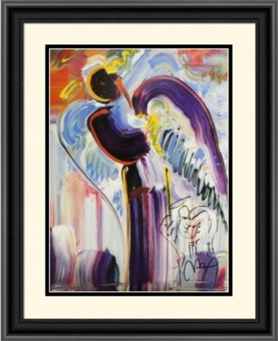 Hand Signed Peter Max Mixed Media: ***FREE SHIPPING WITHIN THE UNITED STATES OF AMERICA*** Hand signed mixed media on paper by artist Peter Max Angel. This popular work is hand signed by the artist. The dimensions are approx. 24 x 18 i