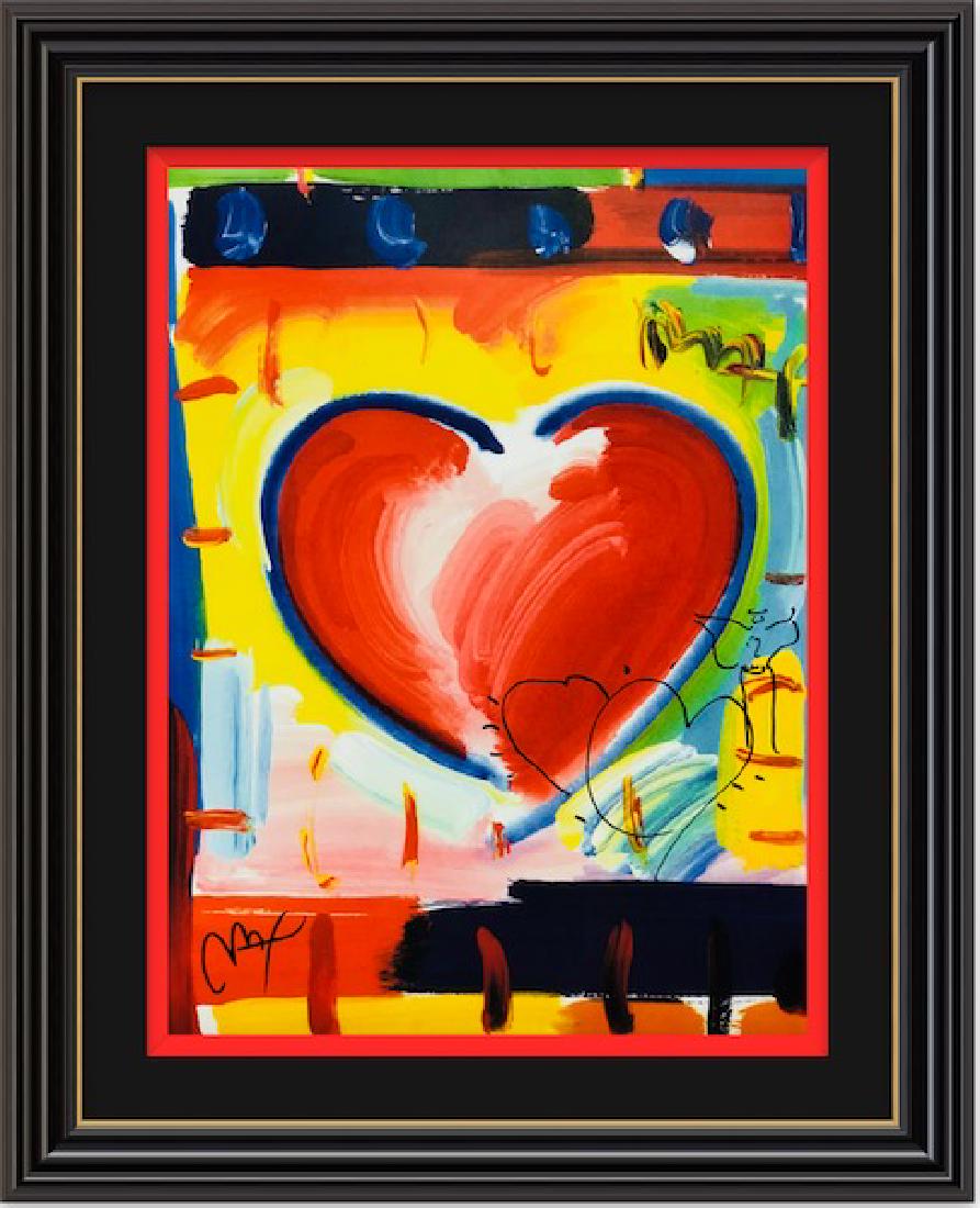 Signed Peter Max Mixed Media: Title: Heart, 2003 Artist: Peter Max Year Printed: Unknown Signature: Hand Sign by Artist Medium: Fine art mixed media on paper Dimensions: 19 X 25 Inches A certificate of authenticity is provide