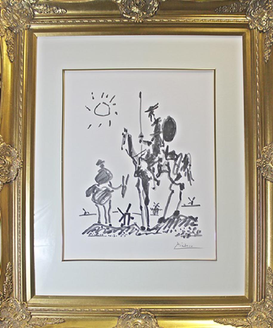 Original Lithographs by Pablo Picasso: Lithograph on paper by artist Pablo Picasso titled "Don Quixote Part I". This beautiful work is hand signed by Pablo Picasso.This piece is fully authenticated, comes with a certificate of authenticity
