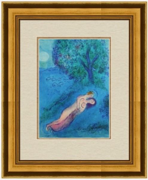 Signed Marc Chagall Lithograph: FREE SHIPPING TO THE USA! PROFESSIONALLY CUSTOM GALLERY FRAMED!! MARC CHAGALL ÔThe Lesson of PhiletasÕ, from Daphnis and Chlo‘ (M. 329; see C. books 46). Lithograph in colors, 1961, on Arches wove