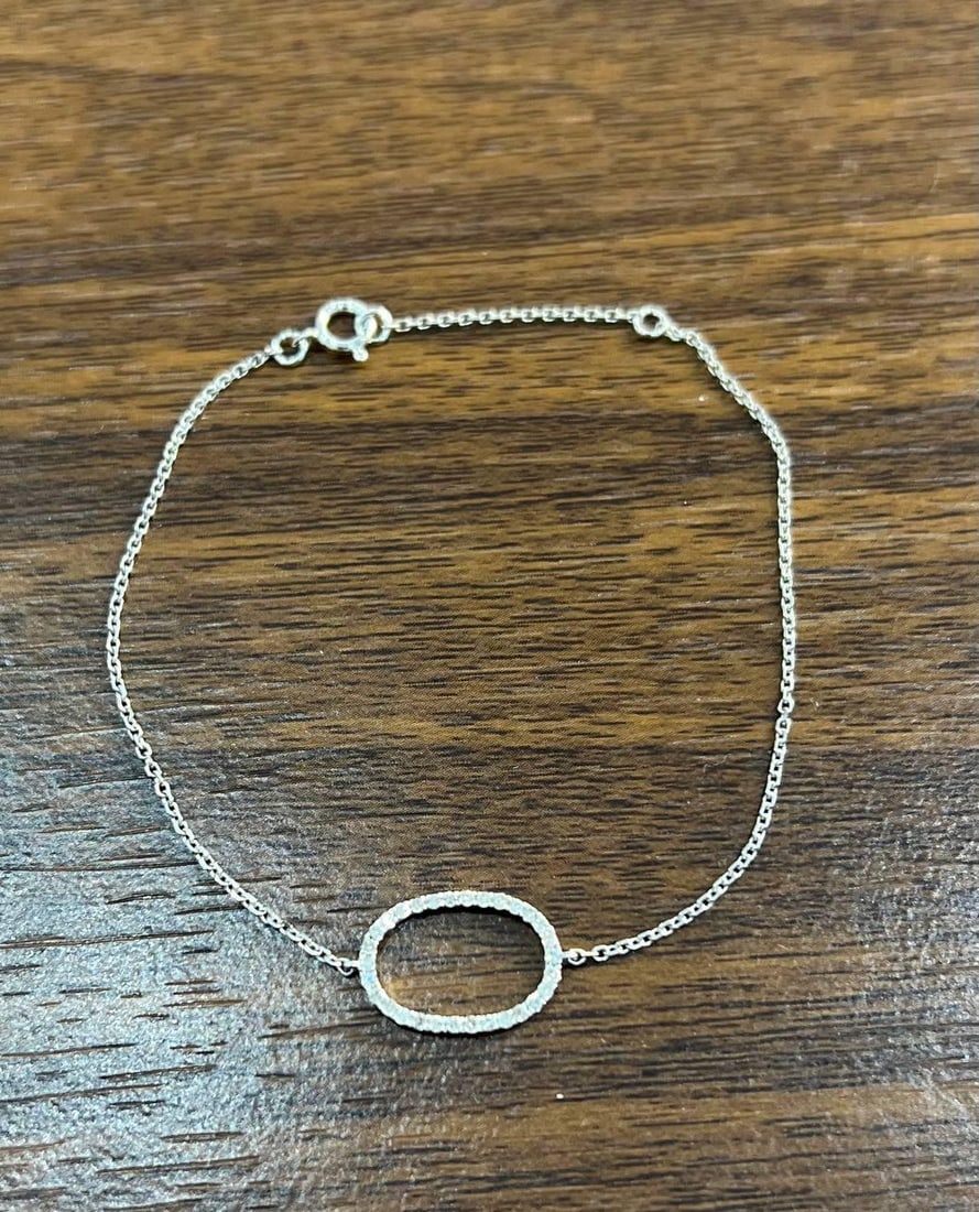 Classic Diamond Oval Shape Statement 14K White Gold Chain Minimalistic Bracelet (1 of 8)