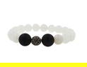 White Agate Black Onyx Round Bead Stretchy Unique Statement Circle Beads Chakra