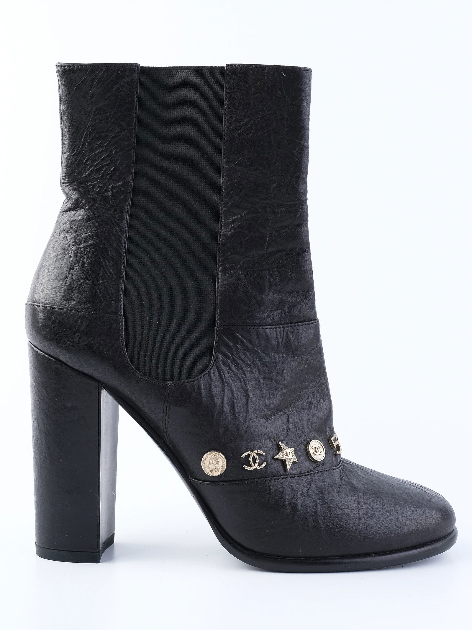 Chanel Black Leather Boots, Size 39 (1 of 5)