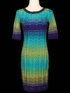 Missoni Women's Blue Acrylic Dress Size S: Title: Missoni Women's Dress Medium: Acrylic Origin/Year: Italy / Contemporary Dimensions: Size S Condition: Good Provenance: Missoni Additional Info: Color: Blue with zigzag p