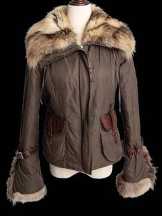 Baldinini Green Jacket with Fur Details XXS: Title: Baldinini Green Polyester Jacket with Fur Details Medium: Polyester Origin/Year: Unknown Dimensions: Size XXS Condition: Good Provenance: Not specified Additional Info: