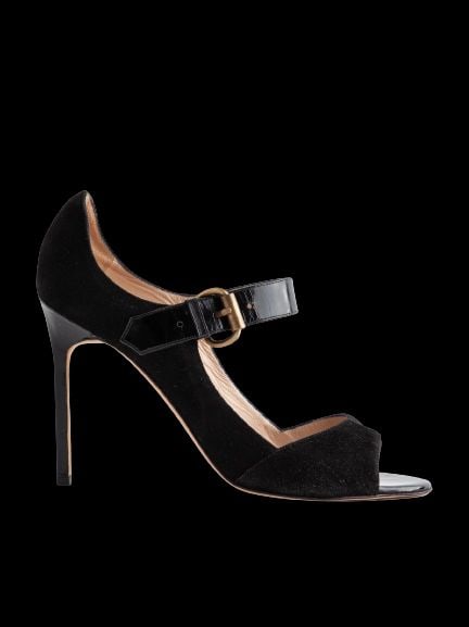 Manolo Blahnik Black Suede High-Heeled Shoes 39 (1 of 6)