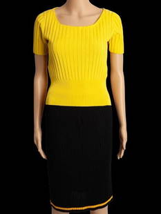 Prada Yellow Cotton Two-Piece Outfit Size S: Title: Excellent Prada Yellow Cotton Two-Piece Outfit Size S Medium: Cotton Origin/Year: Prada Dimensions: Size S Condition: Excellent Provenance: Smoke-free and pet-free home Additional