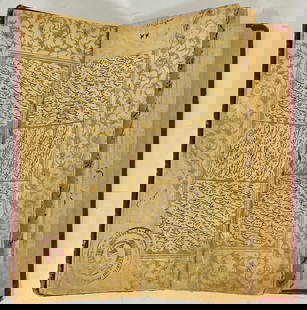 Antique Illuminated Islamic Manuscript: Title/Medium: Antique Illuminated Islamic Manuscript Origin/Year: ca 1048 AH / 1638 CE Dimensions: 19 cm Condition: Good, with authentic features and detailing Provenance: Historical document, possibl