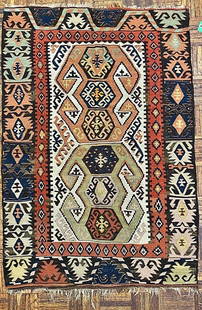 Anatolian Kilim, Kars, 3x5 ft, ca. 1890: Title/Medium: Anatolian Kilim Origin/Year: Kars, ca. 1890 Dimensions: 3 ft. x 5 ft. Condition: Excellent Provenance: Private collection Additional Info: Unique patterns and textures Descr
