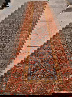 Antique Kurdish Carpet 4'5" x 17'11": Title/Medium: Antique Kurdish Long Carpet Origin/Year: Kurdish, 3rd Quarter 19th Century Dimensions: 4'5" x 17'11" Condition: Excellent vintage condition with minimal wear Provenance: Private collecti