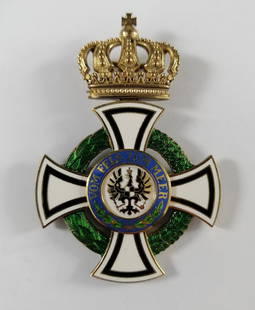 Royal Order of Hohenzollern Knight's Cross: Title: Royal Order of Hohenzollern Knight's Cross Medium: Gilded silver (938) and multicolored enamel Origin/Year: Prussia, circa 1900s; marked 'W' and '938' for Wagner & Sohn, Berlin Dimensions: 39.5