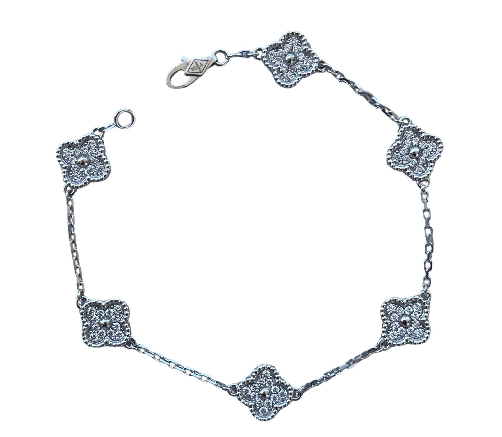 Van Cleef & Arpels Sweet Alhambra Diamond Pave 6 Motif White Gold Bracelet (1 of 10)