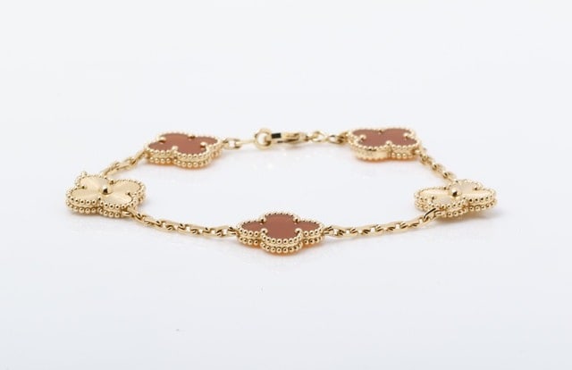 Van Cleef & Arpels Vintage Alhambra 18K Rose Gold Carnelian Bracelet (1 of 5)