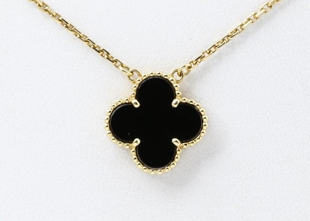 Van Cleef & Arpels Vintage Alhambra 18K Gold & Black Onyx Pendant Necklace (1 of 6)