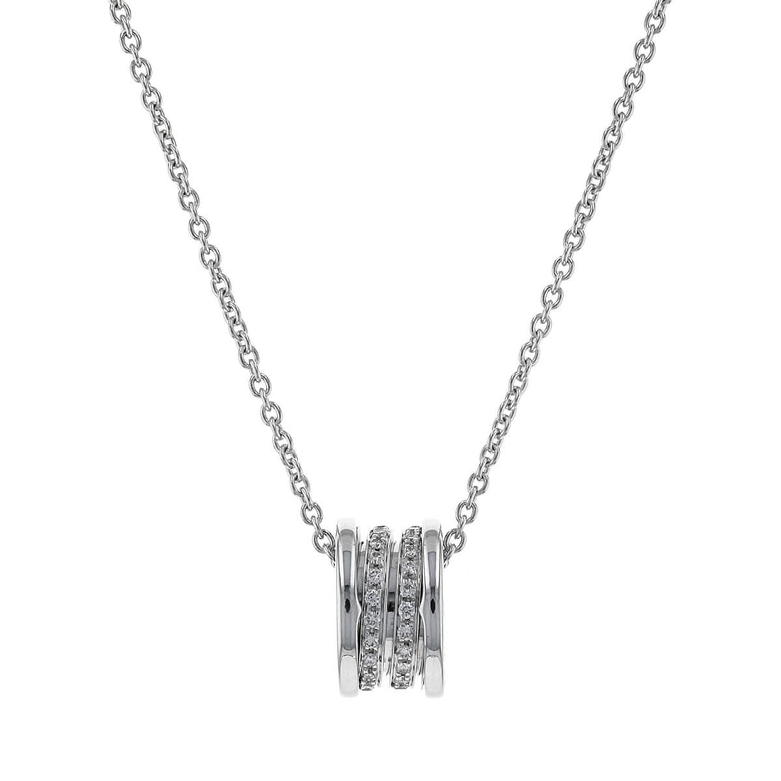 Bulgari B.Zero Diamond 18K White Gold Pendant Necklace (1 of 3)