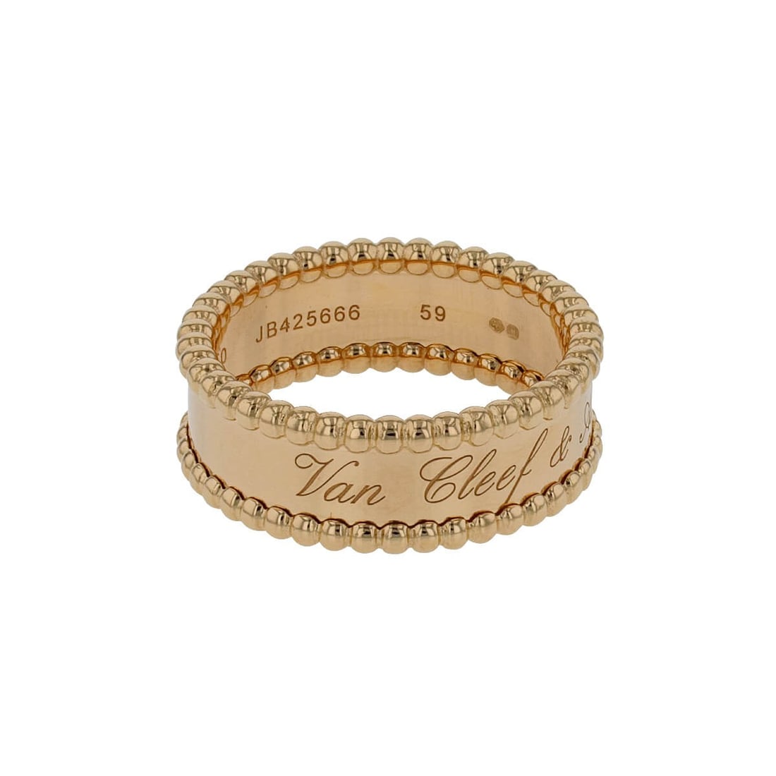 Van Cleef & Arpels Perlee Signature 18K Yellow Gold Ring: Title/Medium: Van Cleef & Arpels Perlee Gold Ring Origin/Year: Modern, Year Unknown Dimensions: Width: 0.8 cm, Thickness: 0.2 cm, Weight: 8.8 g, Ring Size: 59 Condition: Excellent Provenance: Van Clee