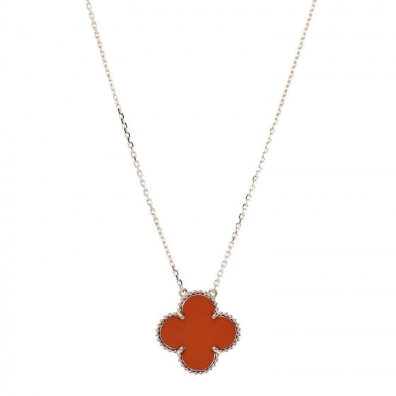 Van Cleef & Arpels Magic Alhambra 18K Gold Red Carnelian Pendant Necklace (1 of 4)