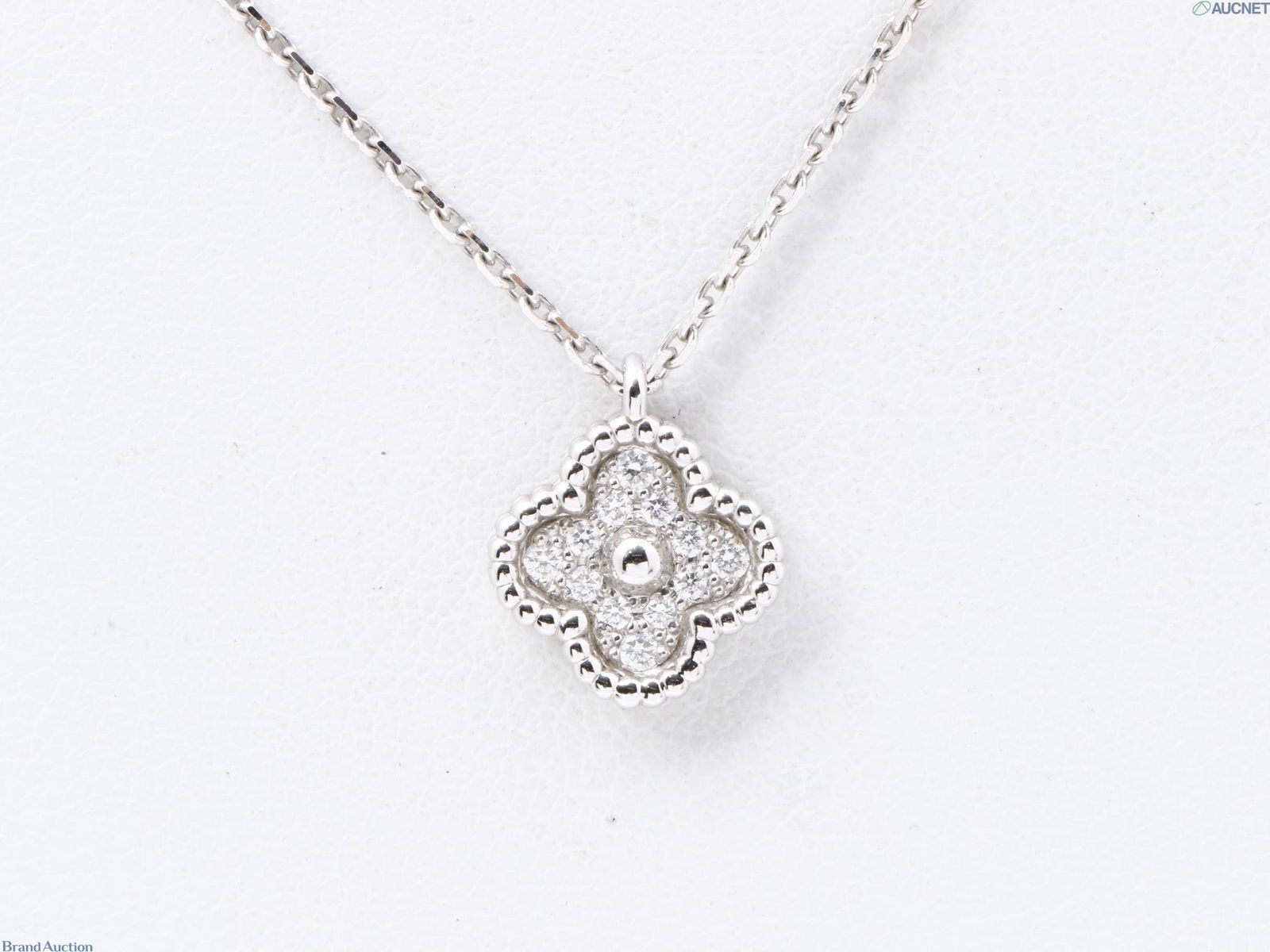 Van Cleef & Arpels Diamond 1 Motif Sweet Alhambra 18K White Gold Pendant Necklace (1 of 6)