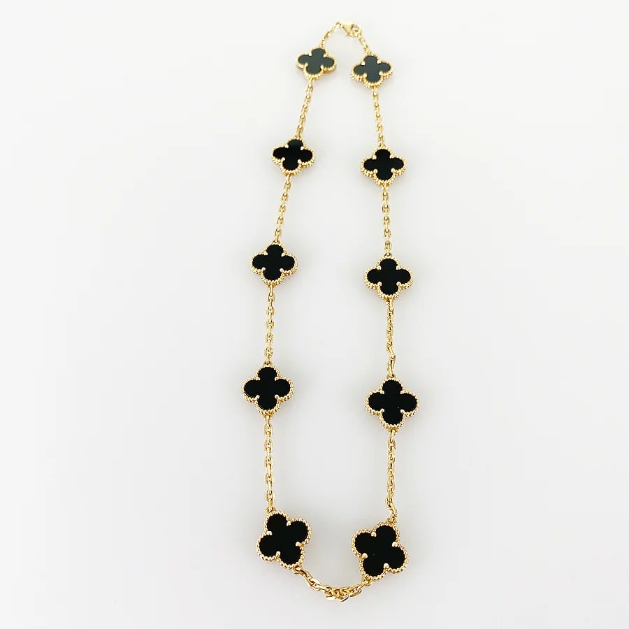 Van Cleef & Arpels Vintage Alhambra 10 Motif Black Onyx 18K Gold Necklace: Title/Medium: Van Cleef & Arpels Vintage Alhambra 10 Motif Black Onyx 18K Yellow Gold Necklace Origin/Year: France, 2010-2019 Dimensions: N/A Condition: Very good pre-owned condition. Please review al